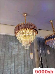 Modern Crystal & Gold-Finished Metal Chandelier